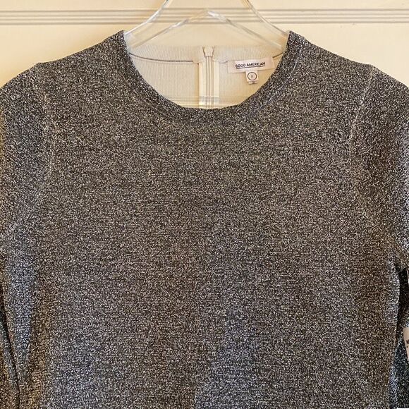 NWT Great American Bell Sleeve Silver Metallic Mini Dress Size 2 Medium - Picture 6 of 16